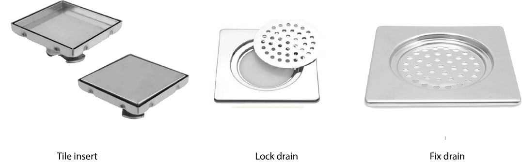 tile insert, fix drain & lock drain s.s. 304